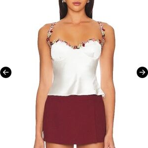More To Come Enid Bustier White Satin Top, Small